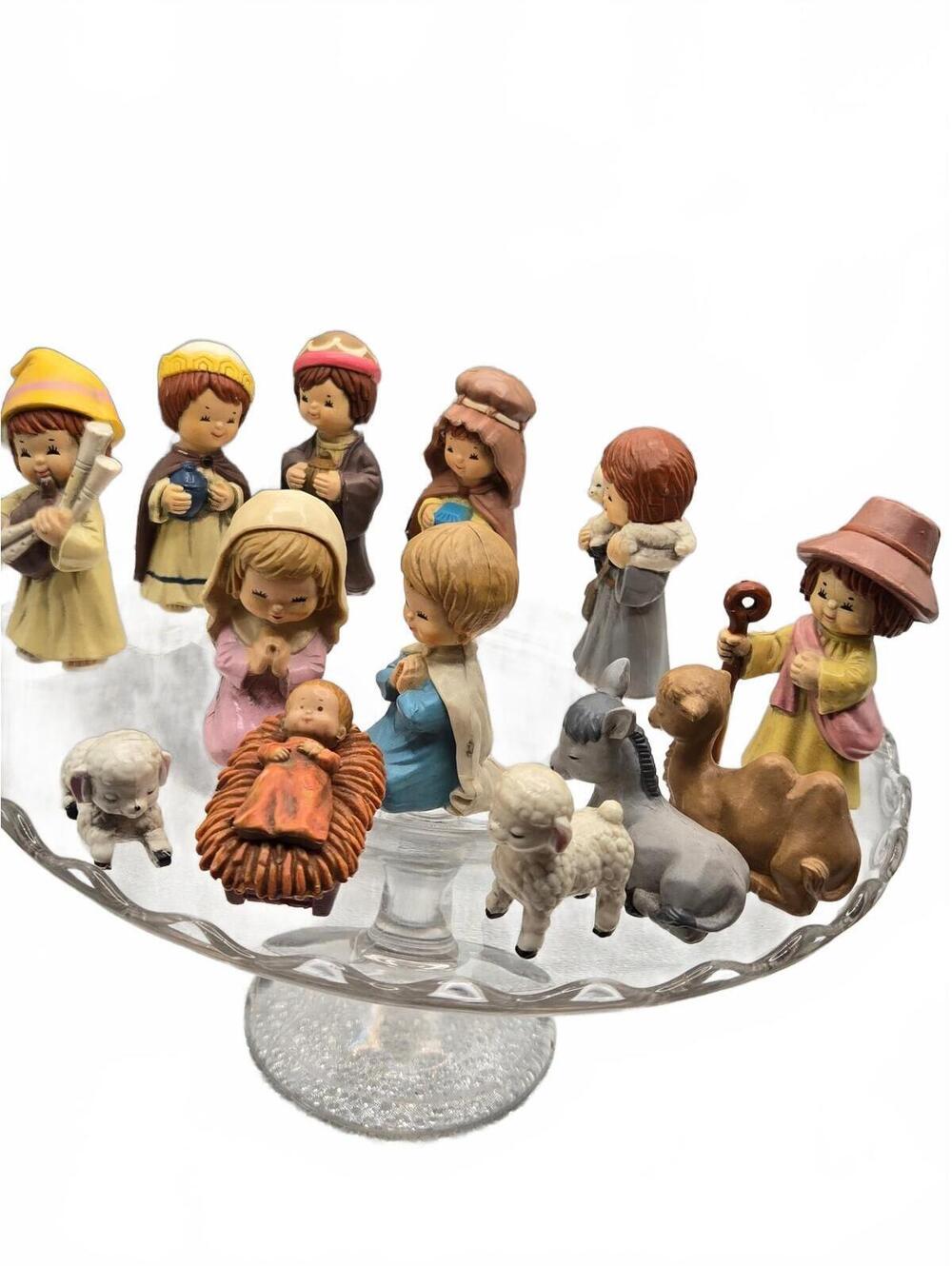 Vintage Mini Nativity Figurine Set 11pc Hand Painted Christmas Decor